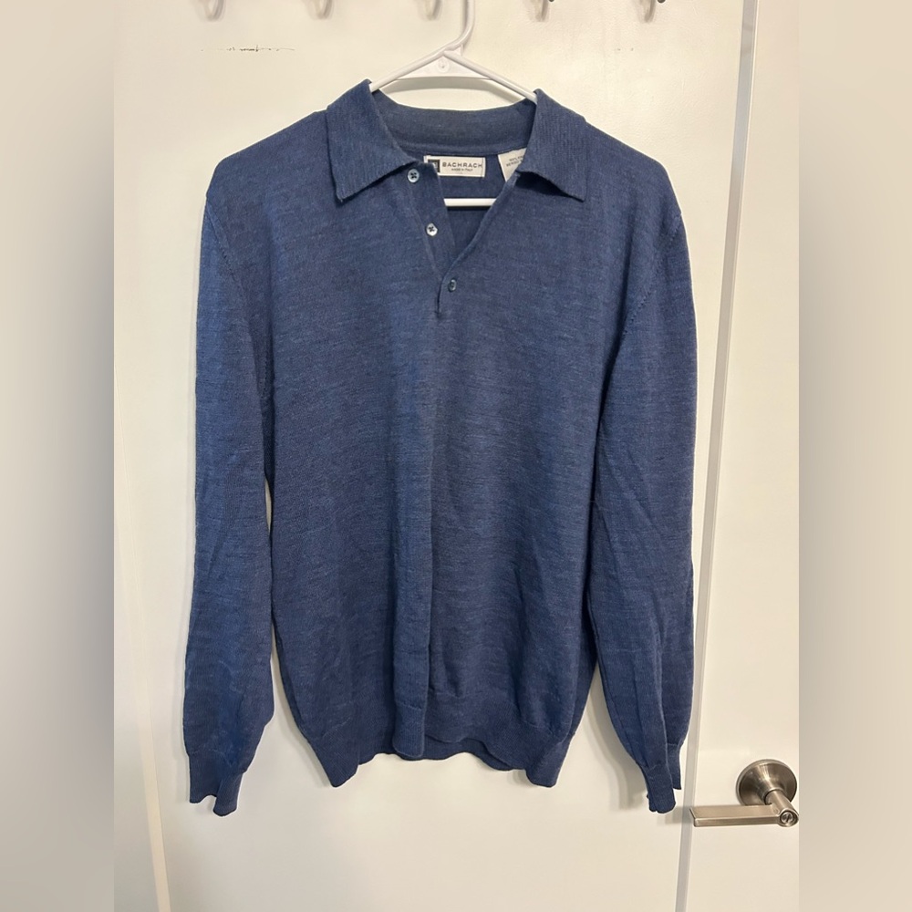 Bachrach Made in Italy 100% Fine Wool Collared Sweater